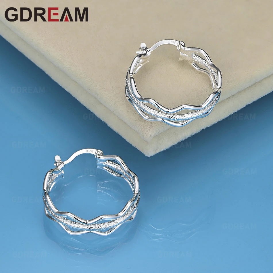 

GDREAM 925 Sterling Silver Geometric Smooth Wave Earrings For Women Exquisite And Cute Wedding Jewelry