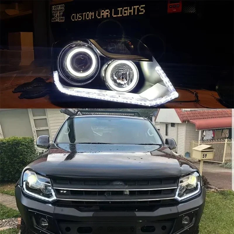 Custom Headlights with Switchback White/Amber DRL & Multicoloured Halos Front Lamps Pickup Fitment 2010-2022