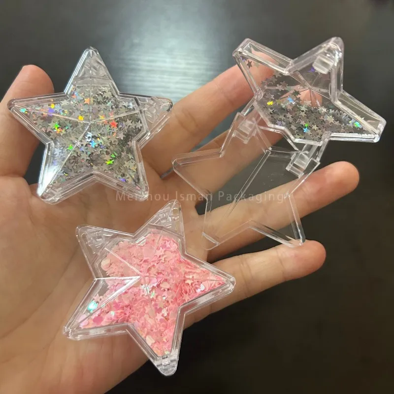

50Pcs Wholesale Glitter Star Shape Clear Lip Gloss Packaging Cute Kids Pentagon Lip Balm Container Blush Lipstick Case 5g