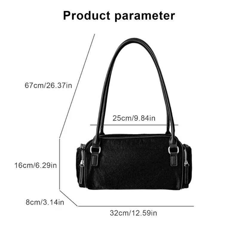 Women Underarm Bag Simple Armpit Bag Nylon Shoulder Bag Fashion Handbag for Work E74B