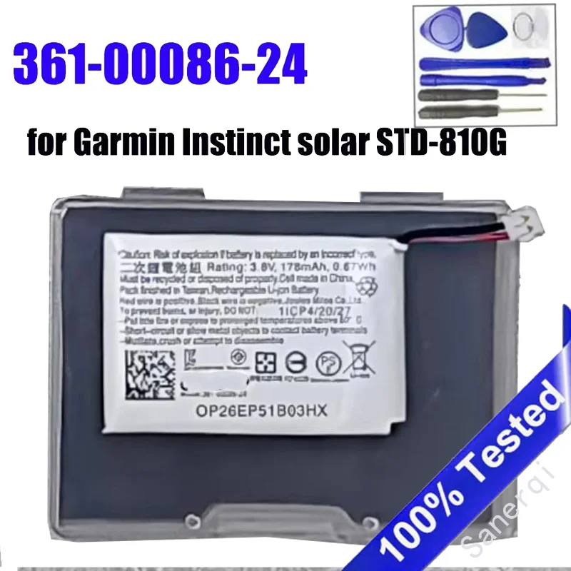 

Smartwatch Battery 361-00086-24 for Garmin Instinct solar STD-810G + Tools