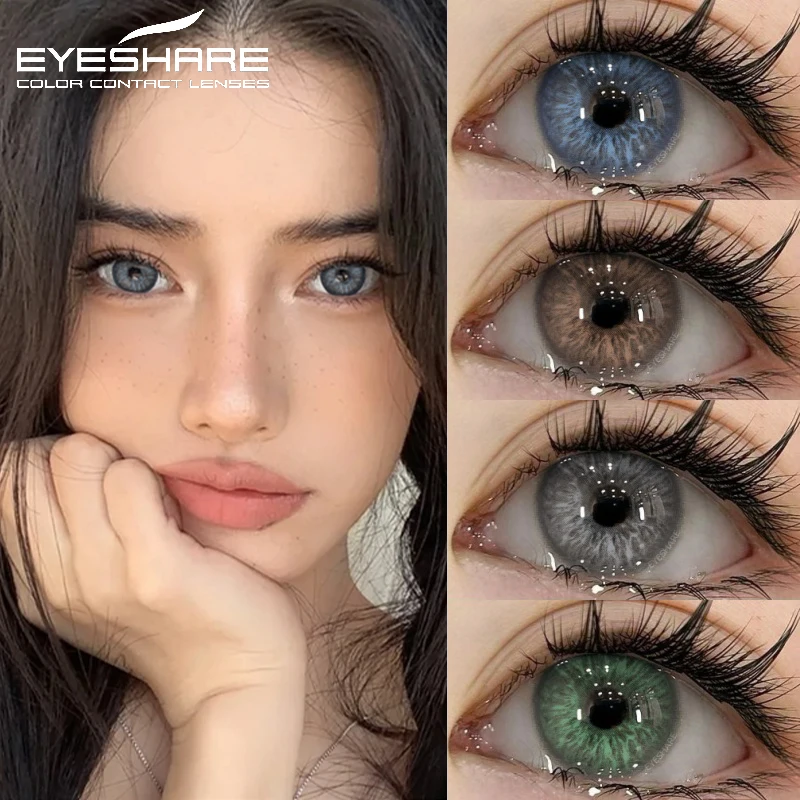 EYESHARE 1 Paar farbige Kontaktlinsen, blaue Linsen, farbige Pupillen für jährlichen Gebrauch, Beauty-Augenlinsen, graue Linsen, grüne Augenlinsen