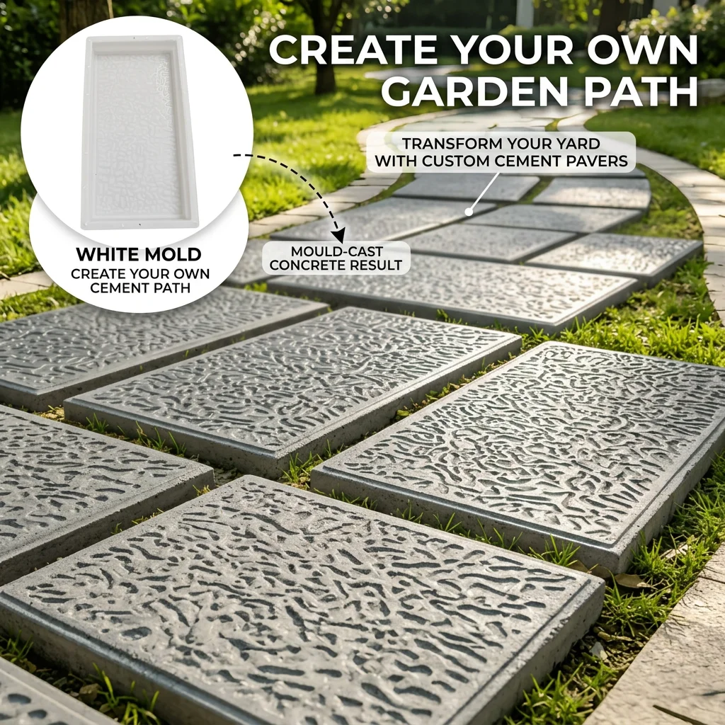 DIY Reusable Concrete Garden Path Mold 3D Square Plastic Outdoor Step Stone Paving Kit for Garden Decoration