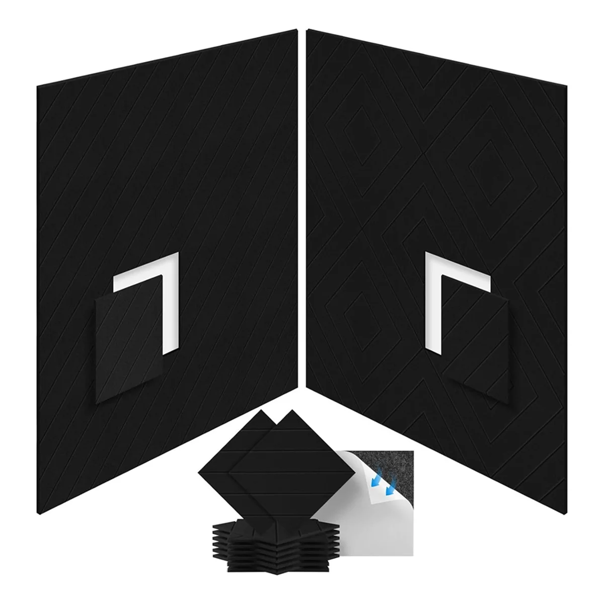 12 Pack SoundProof Foam Panels 12x12x0.4 Inch, Self Adhesive Acoustic Foam Panels for Acoustic Treatment Black