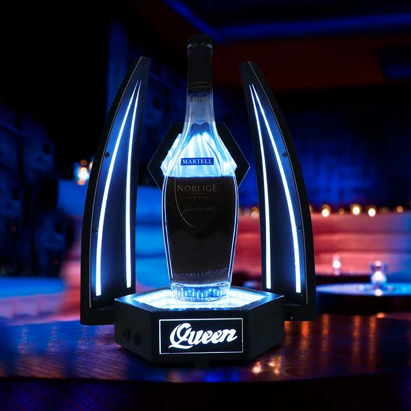 

LED lighted wine stand for Martell Cordon Bleu 700ml, Cognac, and other foreign spirits with horn-shaped display rack