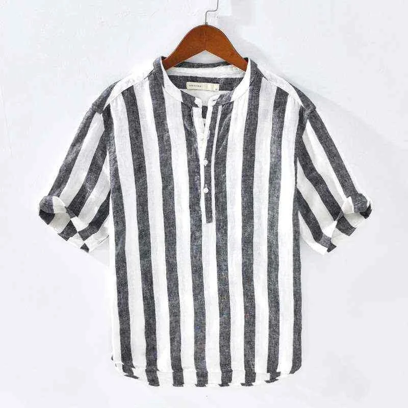 Loose Fit Short Sleeve Shirt Men's Casual Lightweight Cotton Pullover  Literary Design Desert Style Ice Sensation
