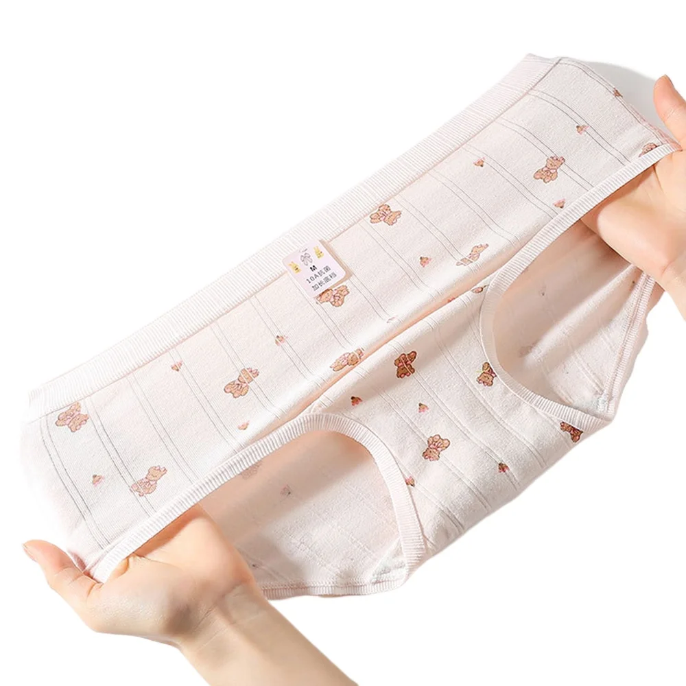 3 قطع المرأة الكرتون القطن سراويل الإناث الدانتيل السروال الفتيات لطيف الحلو طالب أزياء مثير منتصف الخصر Pantys