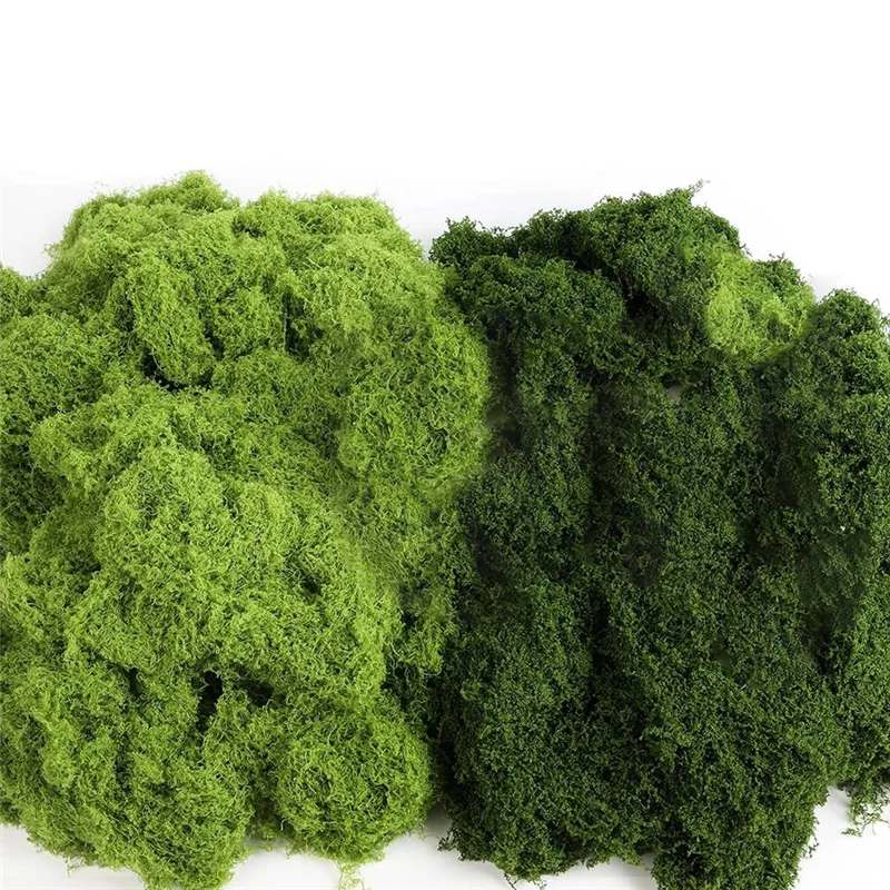ABVA-Moscisa falsa para manualidades, musgo artificial de 14,1 OZ para plantas decorativas de interior, musgo de imitación verde claro y verde oscuro
