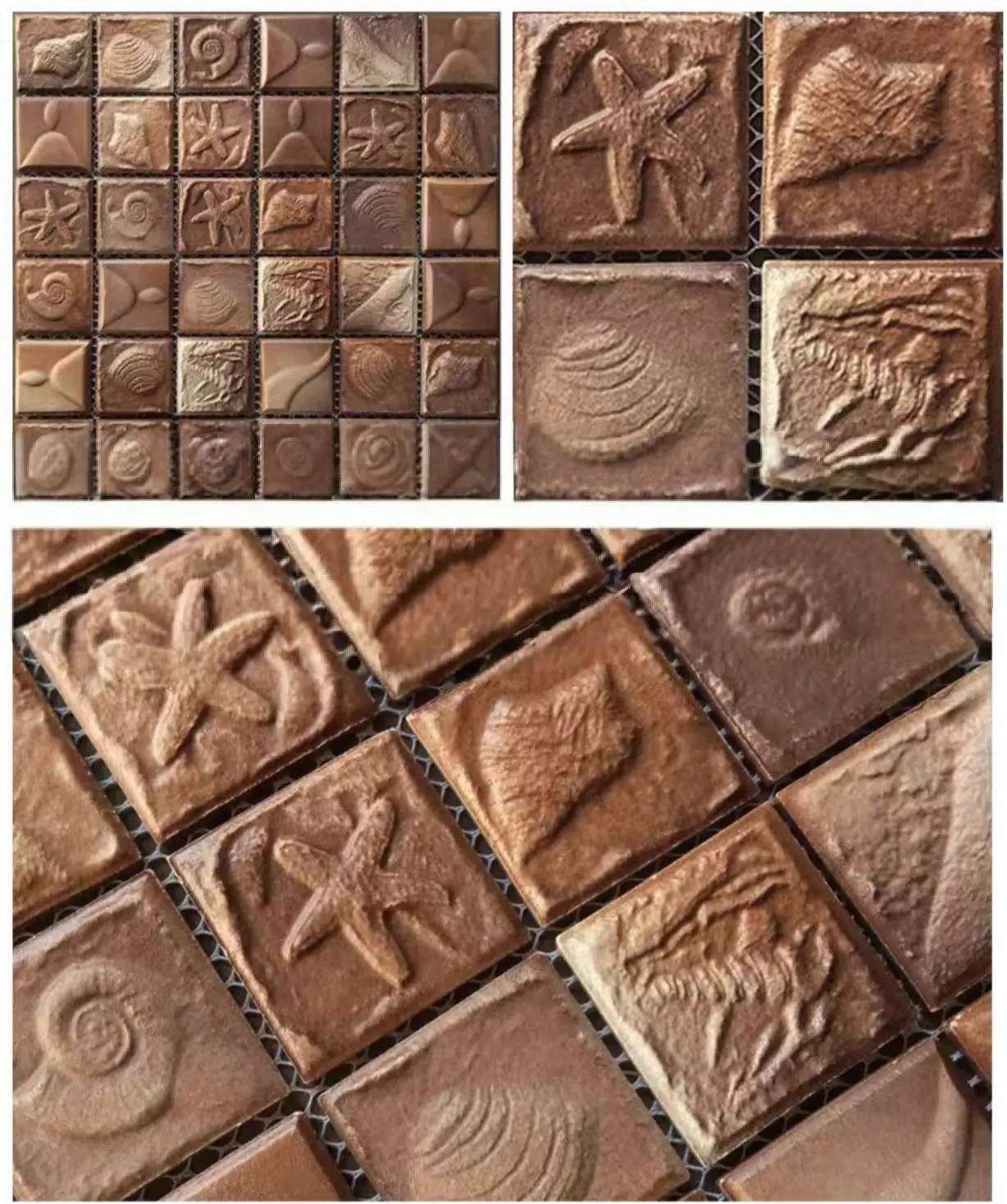 

Керамическая мозаика, винтажный тотем, окаменелость, 3D рельефный фон, настенная головоломка, кирпичи, садовая рокария, настенная плитка для ванной комнаты