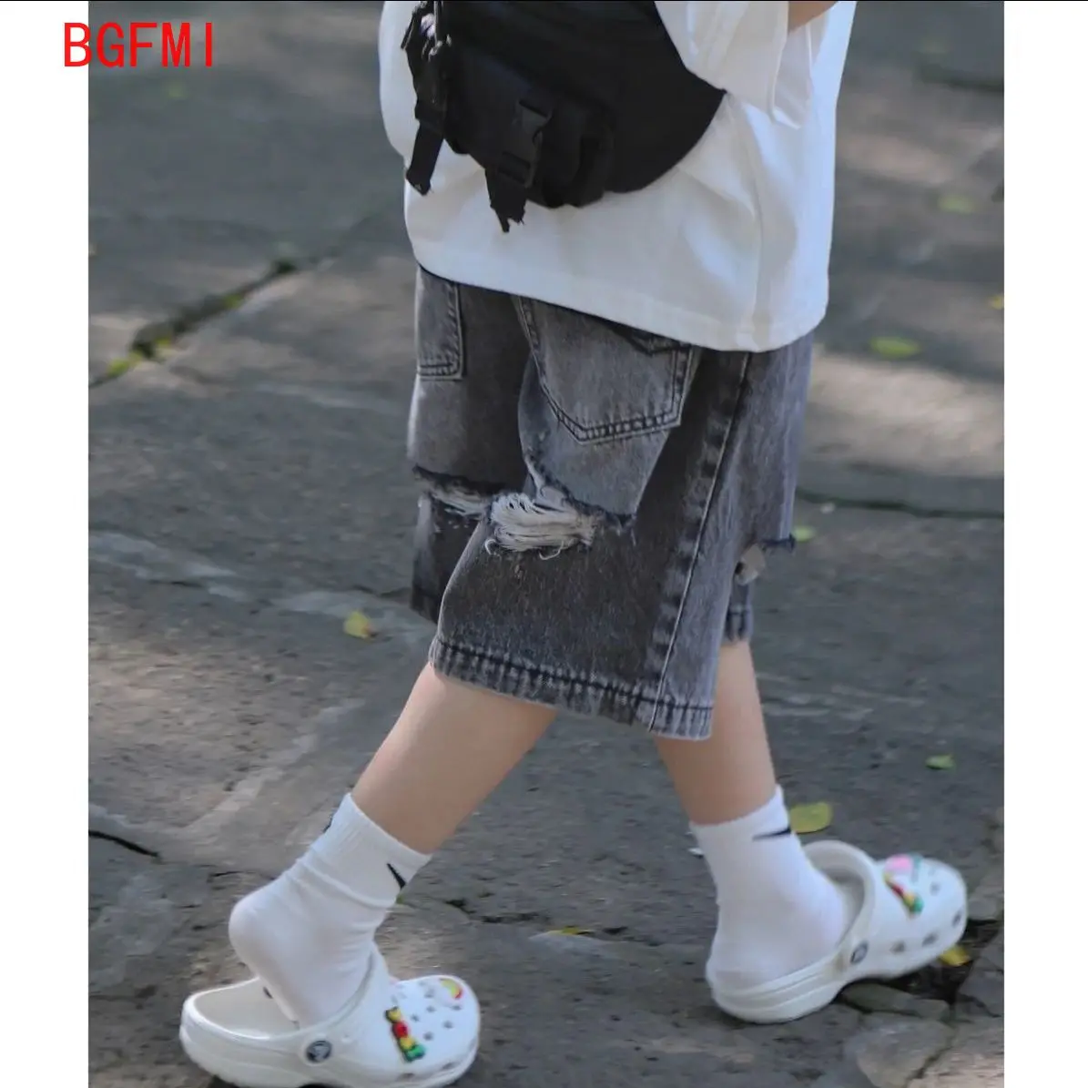 Kids Clothes Boys Letter Short Sleeved T-shirt Tops Denim Shorts Two Piece Suits 2025 Summer New Korean Fashion Streetwear Suits image 2