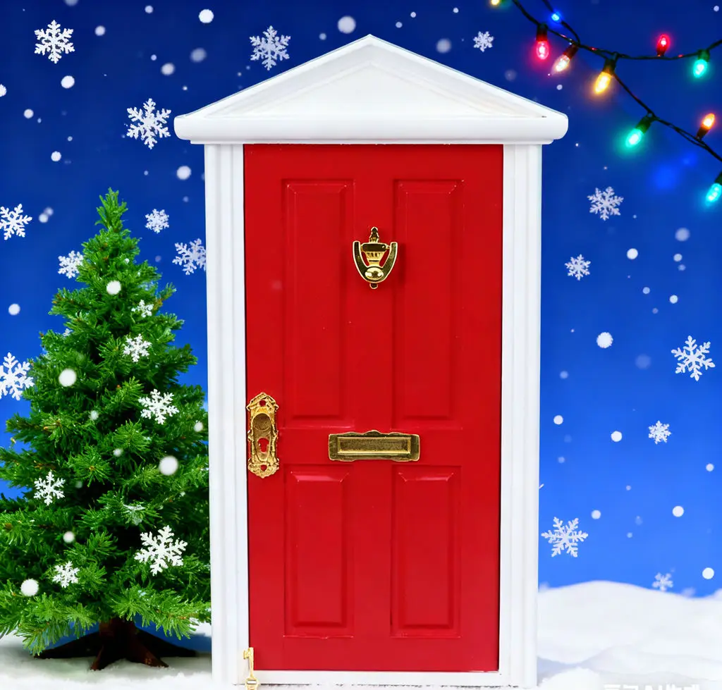 2025 Modny Domek dla Lalek 1:12 Kolorowe Drzwiczki z Wieżą - Mini Drzwiczki DIY do Dekoracji Świątecznych i Mikro Scen oraz Dekoracji OB11