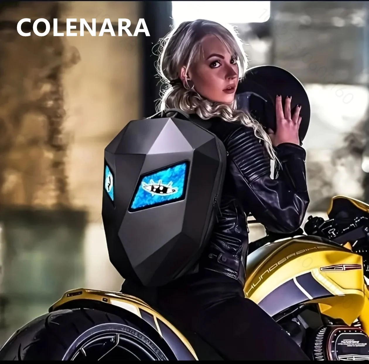 

COLENARA Motorcycle Backpack Men's Motorcycle Helmet Shoulder Bag PC Waterproof Laptop Bag LED Light-emitting Cycling Backpacks