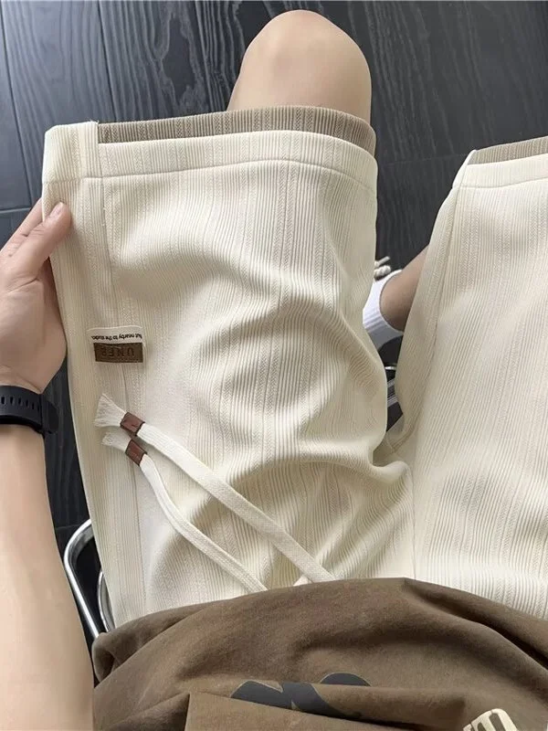 

Лето 2025: Мужские спортивные повседневные шорты свободного кроя больших размеров, длиной до колена, модный комплект-обманка из полиэстера