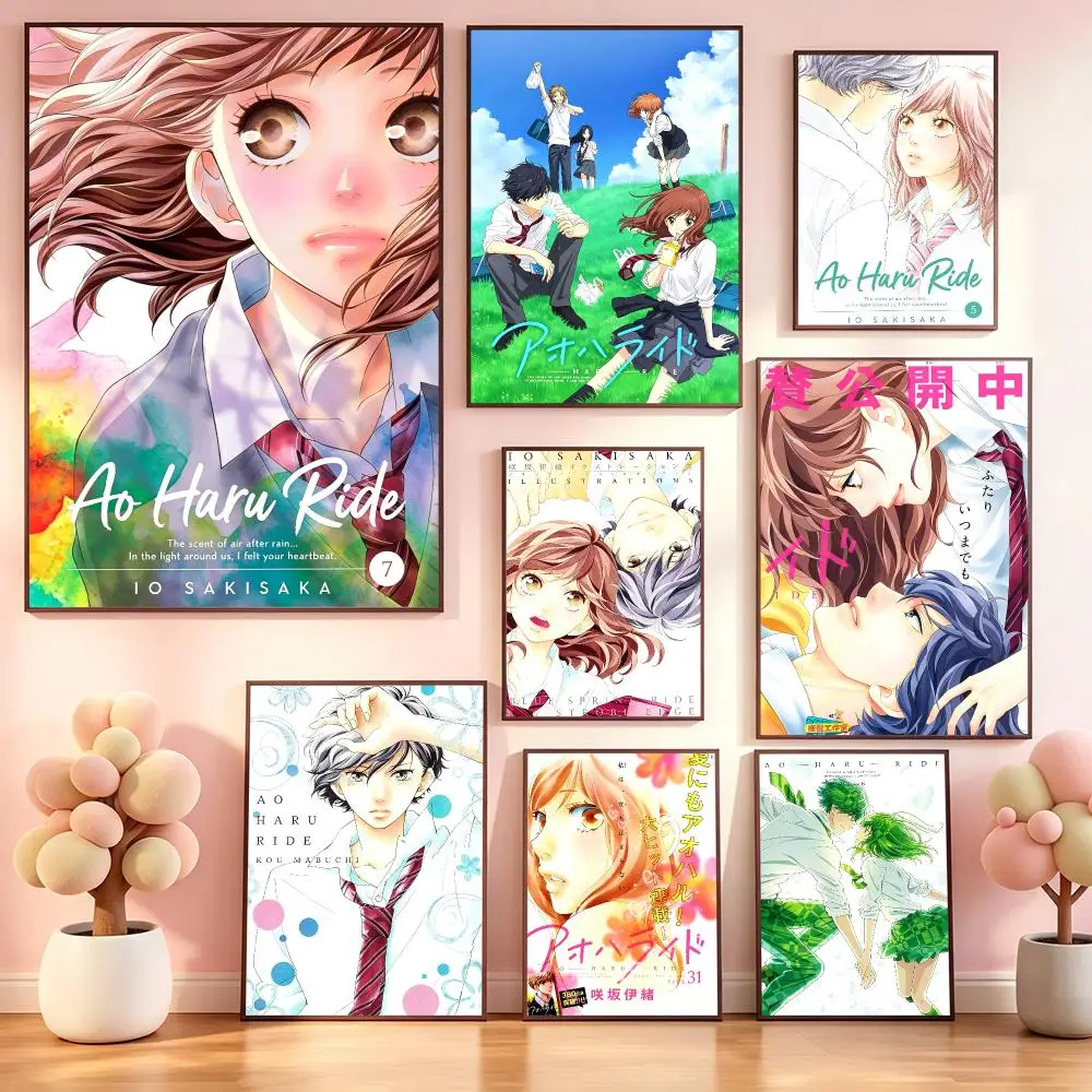 Anime Ao Haru RideS Poster Poster Kawaii Self Adhesive HD Wall Print Cute Home Bedroom Room Aesthetic Decor Gift