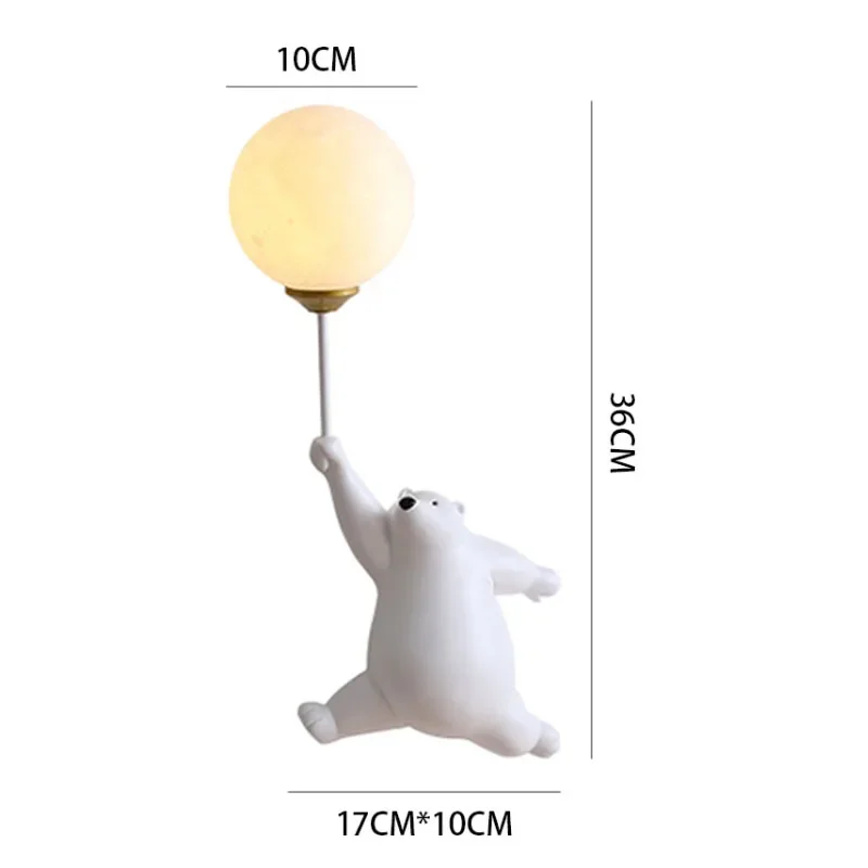 

Cartoon Polar Bear LED Creative Wall Lamp for Kids Bedroom Bedside Wall Light with 3D Printing Moon Decor Lighting Fixture