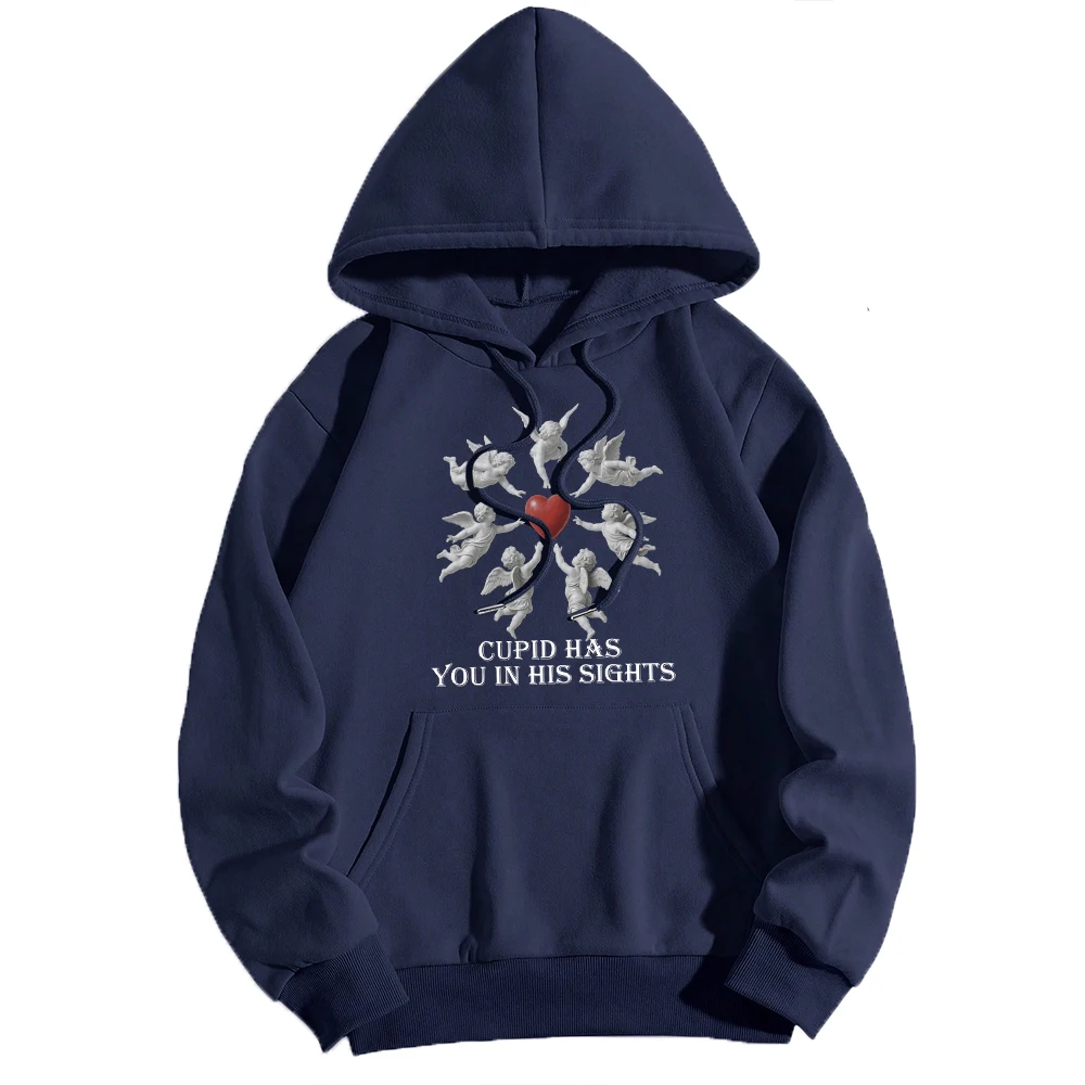 Cupid Has You In His Sights Print Women Hoody Autumn Fleece Hoodies Hip Hop Loose Streetwear Woman Casual All-Match Hoodie