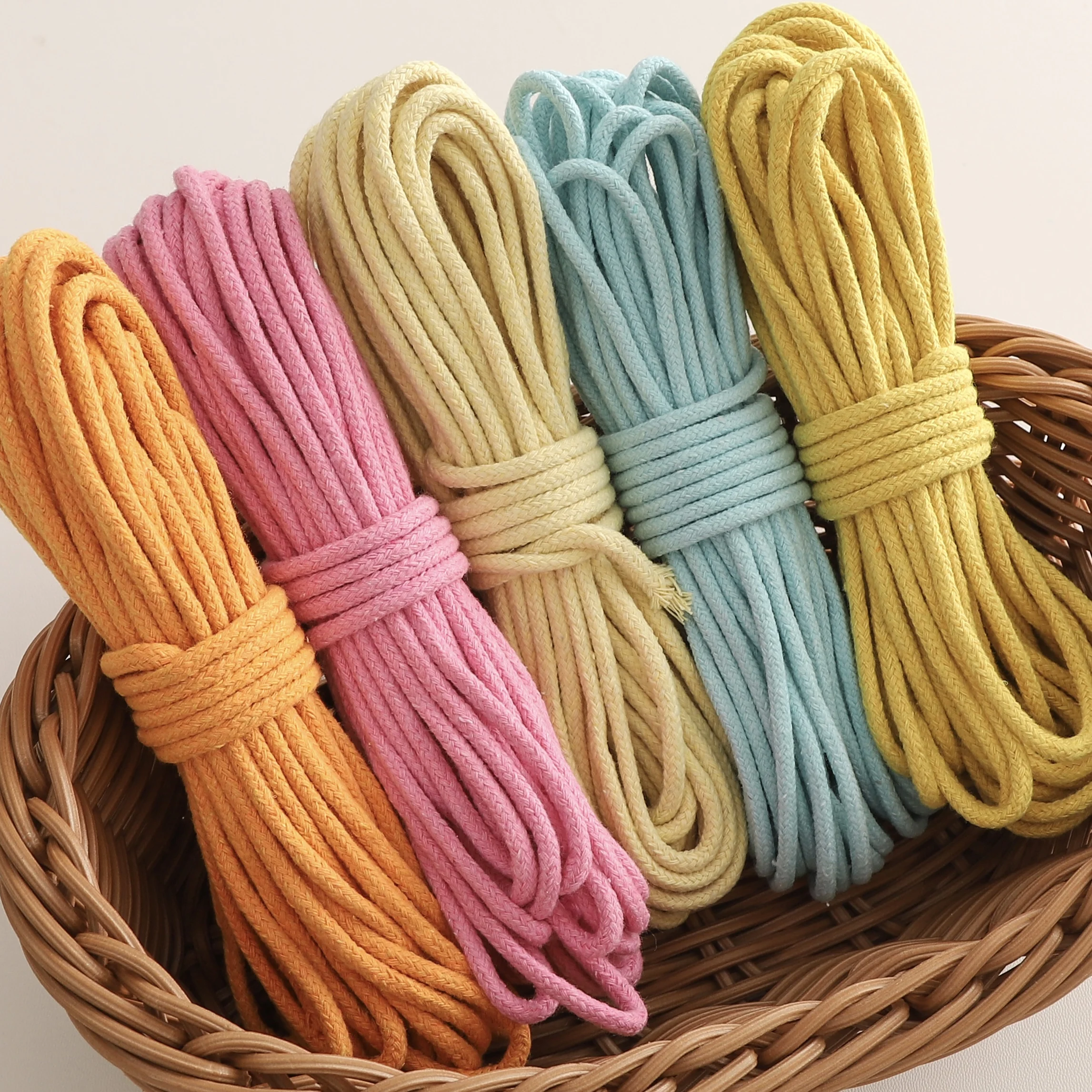 10Meters/Lot 3mm Colorful Braided Cotton Cord Twisted Rope Strap Woven String Home Textile Wedding Decoration Sewing Accessories