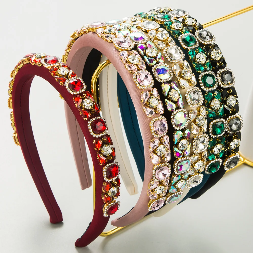 

New Sponge Height Increasing Fine Edged Headband for Women Retro Full Rhinestone Light Luxury Banquet Hair Hoop Hair Accessories