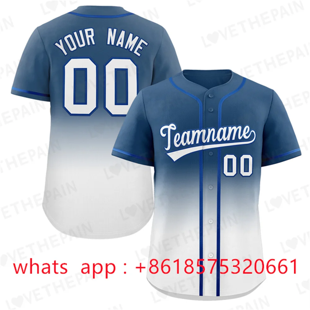 Gradient Baseball Jersey Custom Team Shirt Print Personal Name Number Stripe Hip Hop Sportswear Baseball T-shirt Men/Women/Kids