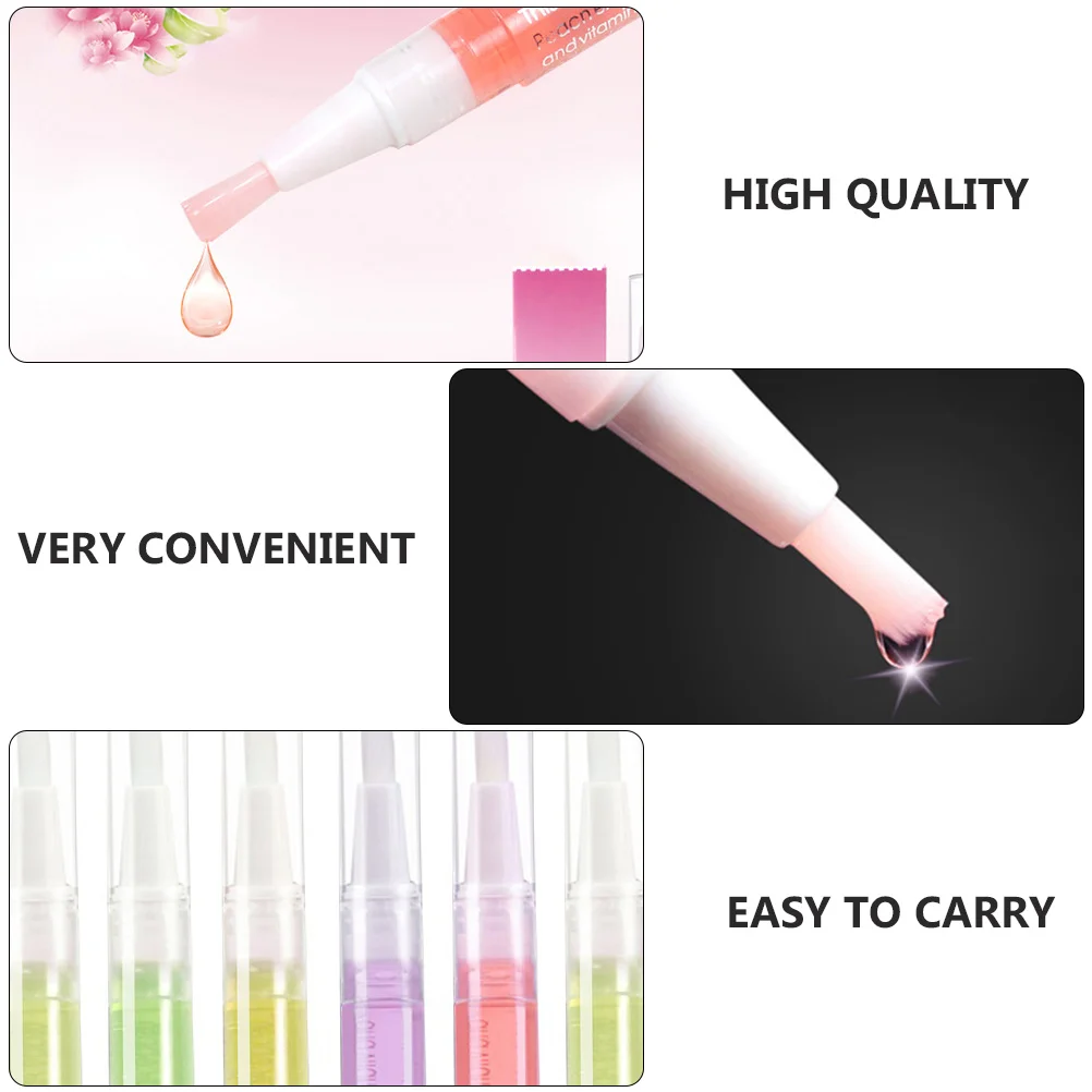 6 Pcs Cuticle Revitalizer Oil Pen Plant Extracts Nourishing Care Manicure Essential Repair Hydrate Nail Treatment Beauty Salon