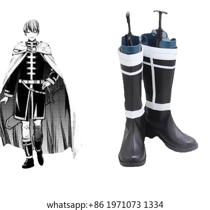 Anime Frieren Cosplay Himmel Black Shoes Man Woman Halloween Carnival customized Boots PU Boots Halloween Cosplay Prop
