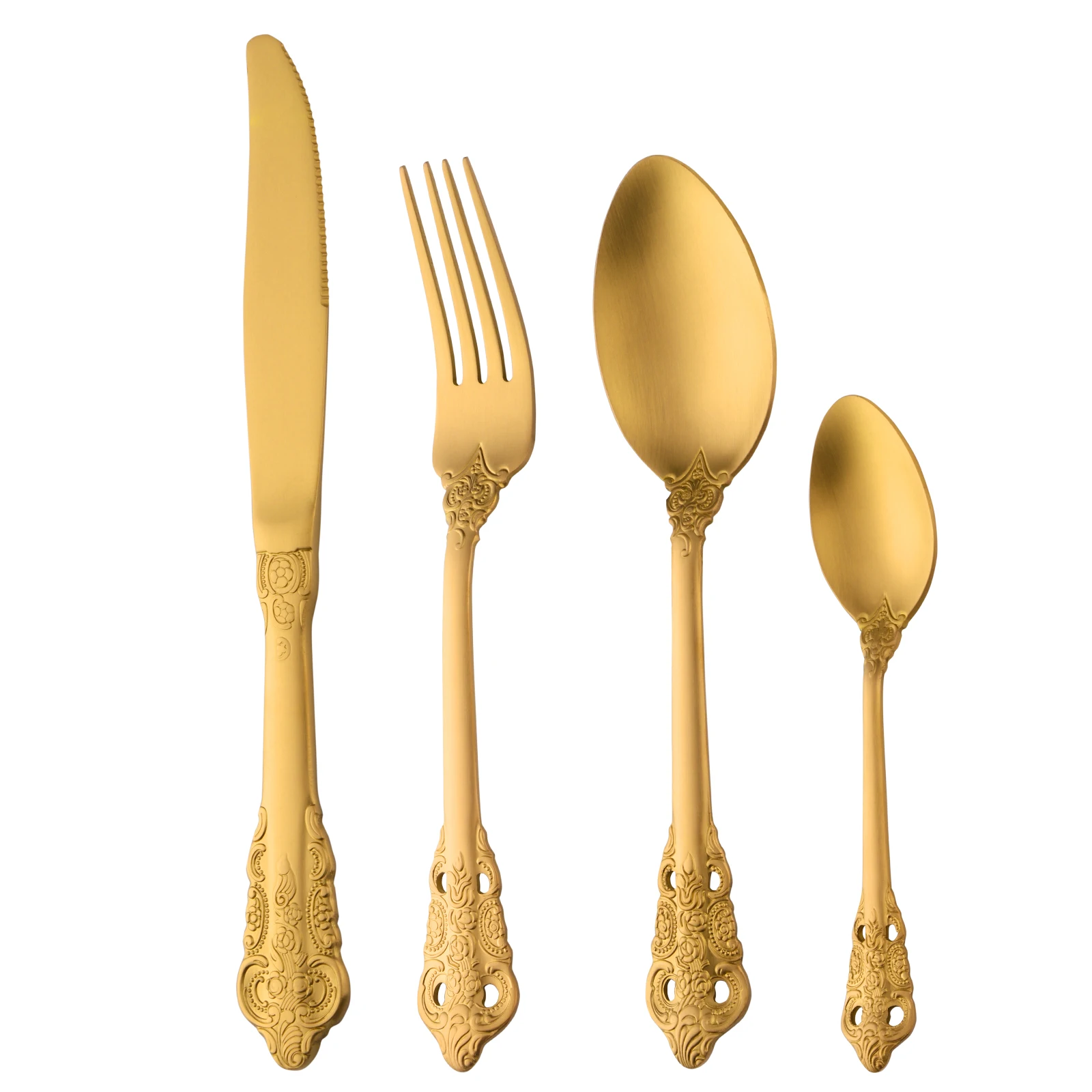 

24Pc/set Luxury Gold Cutlery Set Stainless steel Dinnerware Fork Spoon Knife kit Gold Plated Christmas Gift