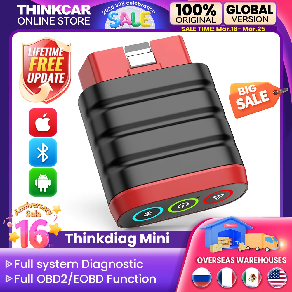 THINKCAR THINKDIAG Mini Car Diagnostic Tool OBD2 Bluetooth Scanner tools All Cars Full System Diagnose Lifetime Free code reader