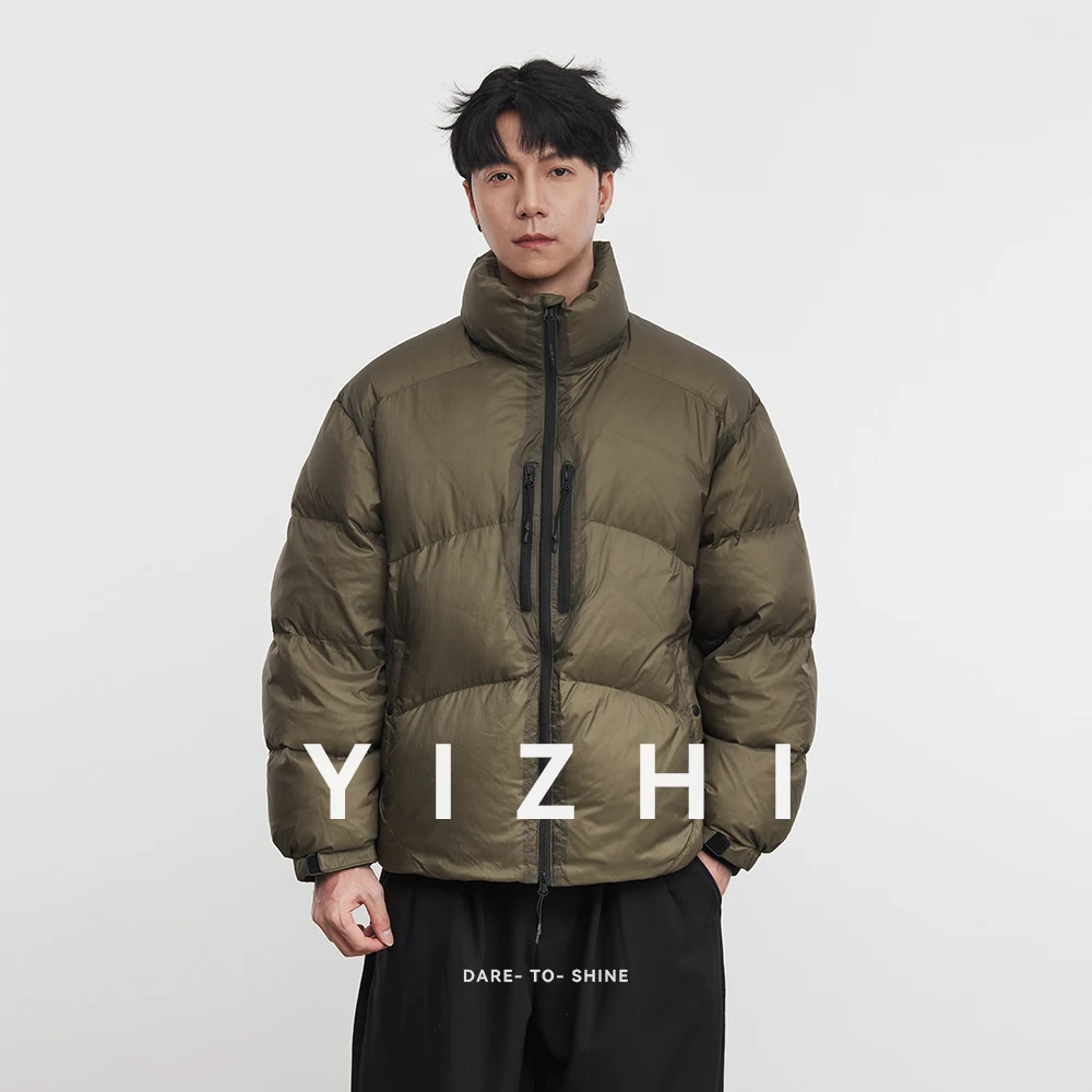 

Men's Fashion 90% White Duck Down Puffer Jacket High Fill Power Thickened Down Coat Winter Stand Collar Windproof Warm Outerwear