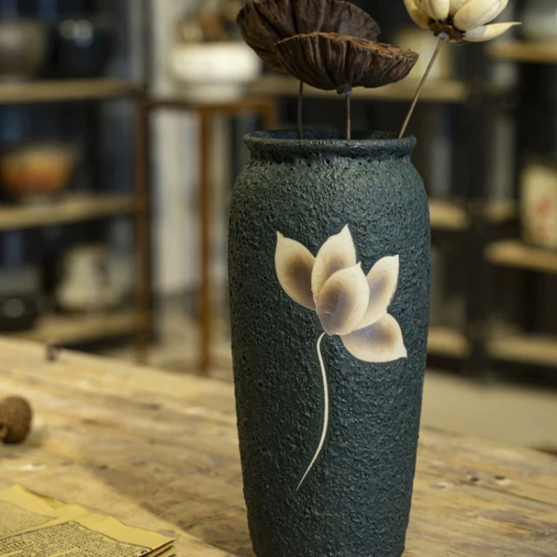 Jingdezhen Hand‑Carved Ceramic Pot, Vase & Succulent Pot for Living Room Floral Arrangement, Green Plant Container on Sale