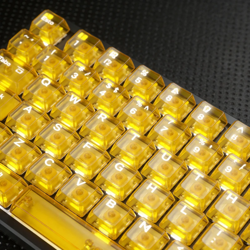Yellow Full Transparent Keycap Custom PC cherry profile key caps cute cartoon anime point keycapsEnglish/Japanese/Russian/Korean