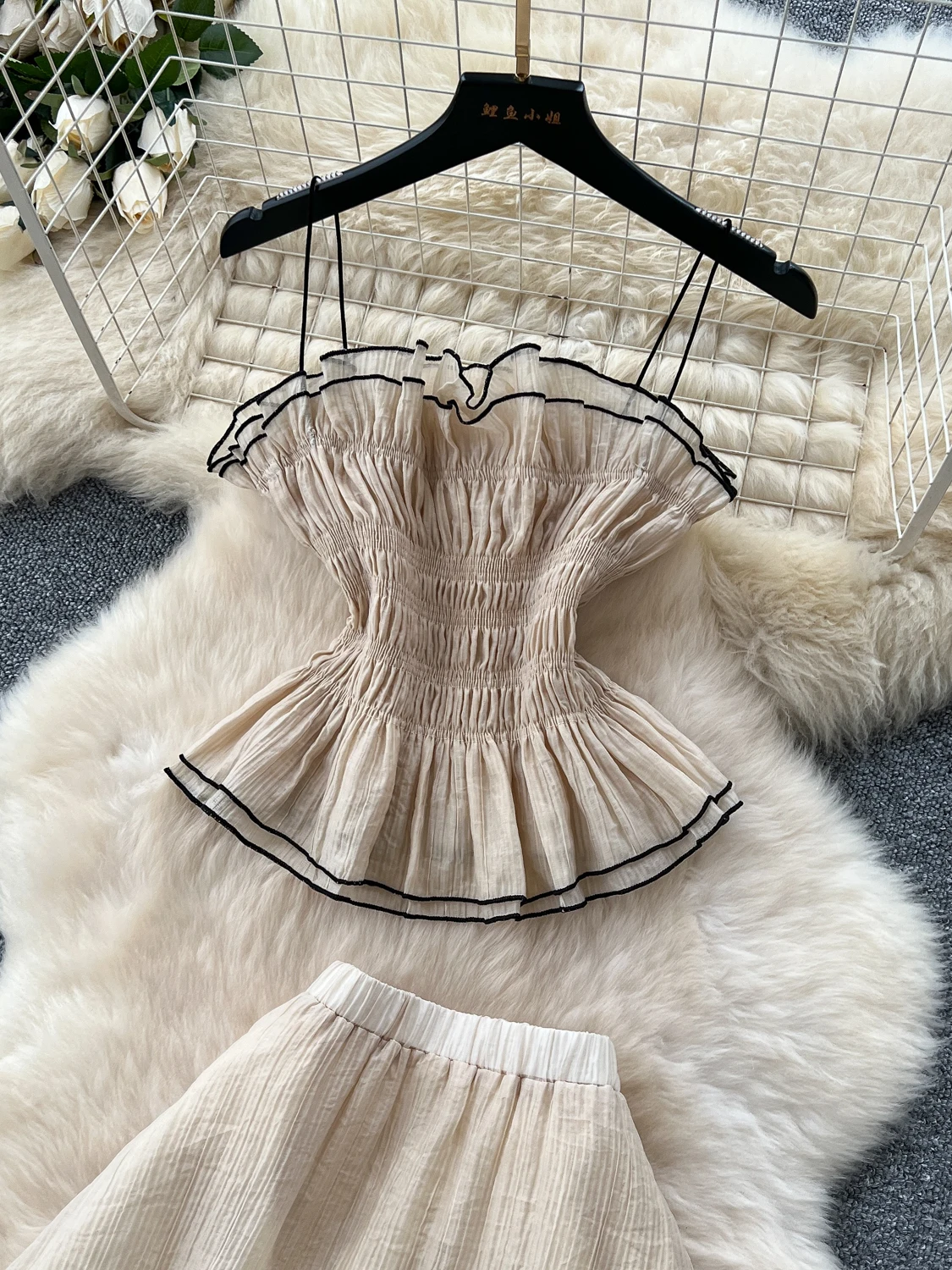 

Женская летняя мягкая юбка Vaion Wear с завязками на талии и бретельками, деревянная юбка ain f с высокой талией, комплект Pure Desire