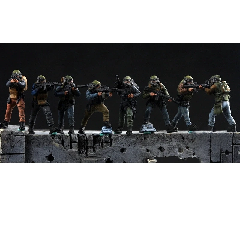 

1/72 Scale 8 Pcs Special Operations Chemical Emergency Support Team Soldiers Action Figures Model DIY Scene Accessory Display