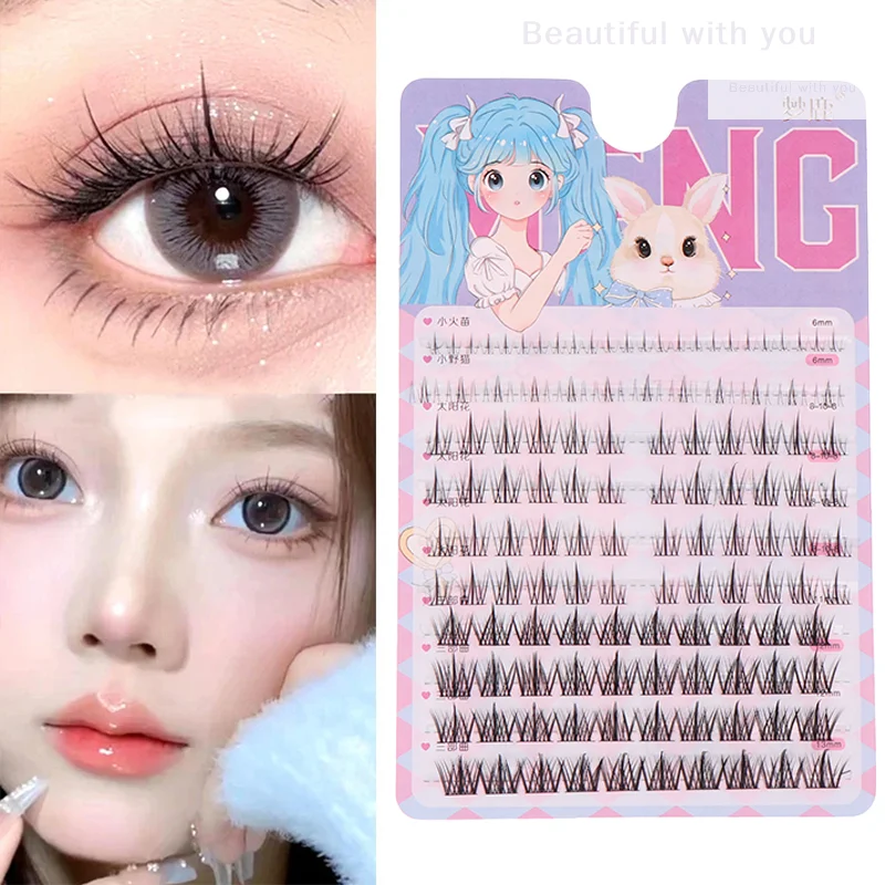 124 قطعة رموش مانغا سميكة الشيطان الصغير مجموعات الرموش الفردية الطبيعية كوس رمش تمديد ماكياج الكورية لتقوم بها بنفسك رمش كاذبة #3