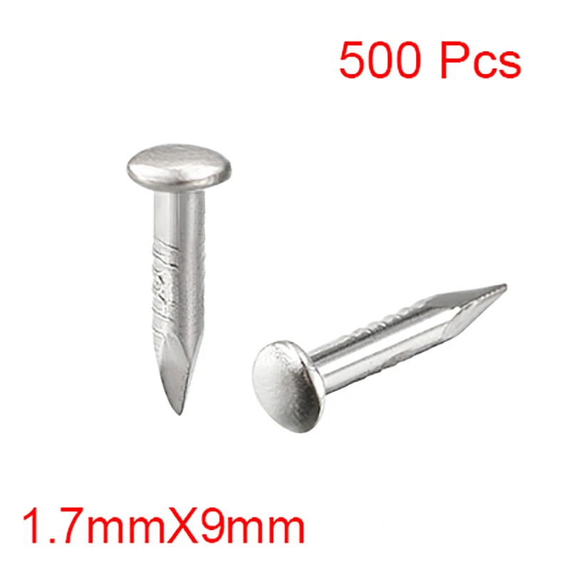 

500pcs 1.7x9mm Tiny Nails Steel Small Mini Round Head Nail Stud for Jewelry Chest Box Case Hinge Furniture Drum Pictures