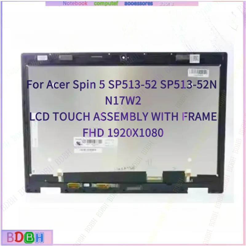 LM133LF1L LM133LF1L02 FHD 1080P LCD Screen Display Touch Glass Digitizer Assembly for Acer Spin 5 SP513-52 LCD SP513-52N N17W2