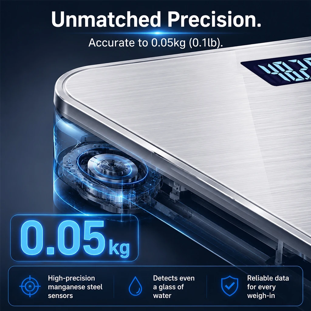 Digital Bathroom Scale High Precision Tempered Glass Display_voghion.com