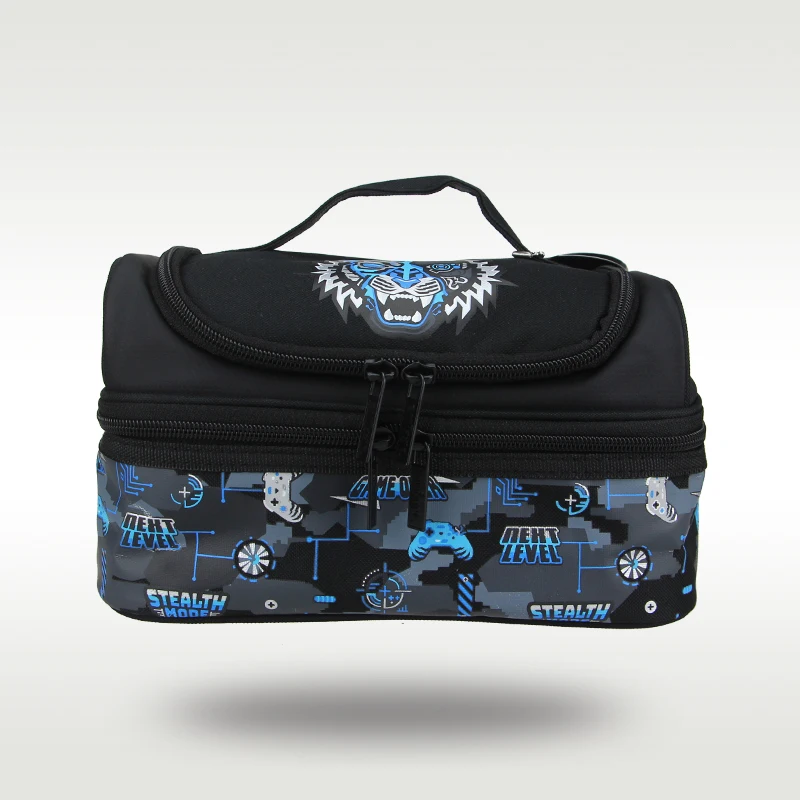 

Australia Smiggle lunch bag boy cool black and blue mechanical tiger handheld bento bag fruit meal bag travel picnic bag