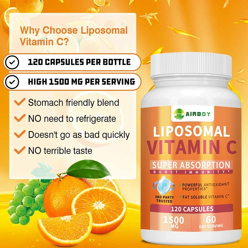 Vitamina C lipossomal - Poderoso antioxidante, promove produção de colágeno, promove pele, cabelo, unhas e saúde imunológica