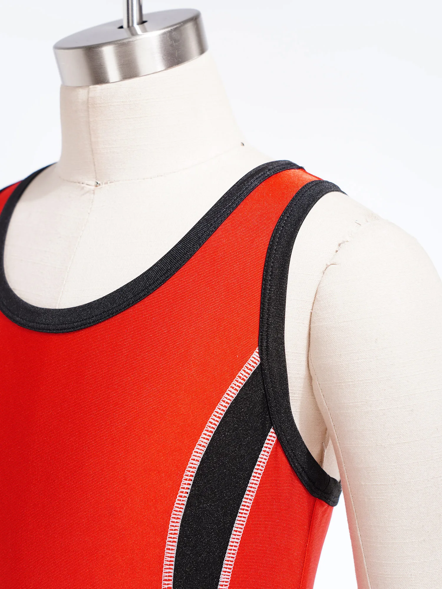Kinder-Ringertrikot für Jungen und Mädchen, farbblockiert, schnelltrocknend, ärmellos, Oberschenkel-lange Bodysuit für Sport, Training, Übungen und Radfahren – Detail 32
