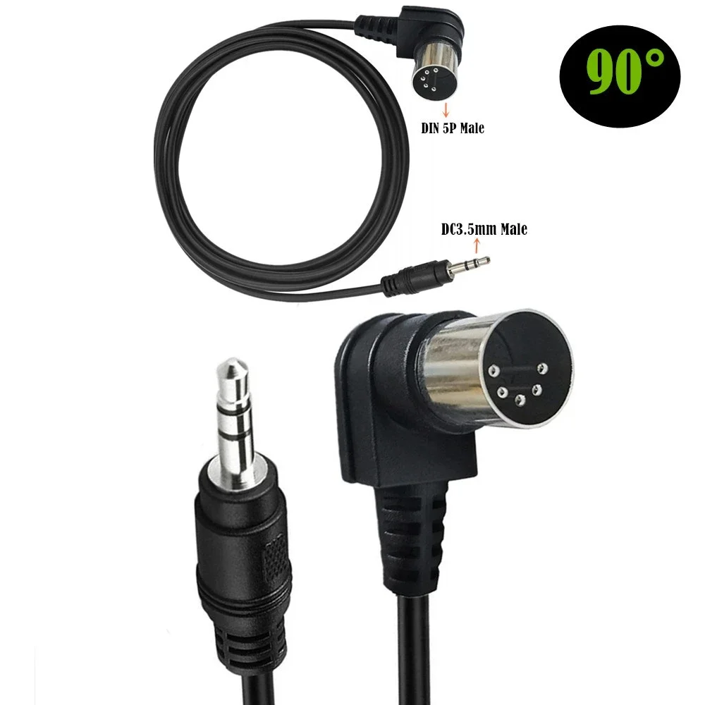 90 Degree Right 5 Pin Din MIDI Plug 3.5mm Connection Male To Male Stereo Jack Audio Extension Cable 150cm 1.5m 3m High Quality