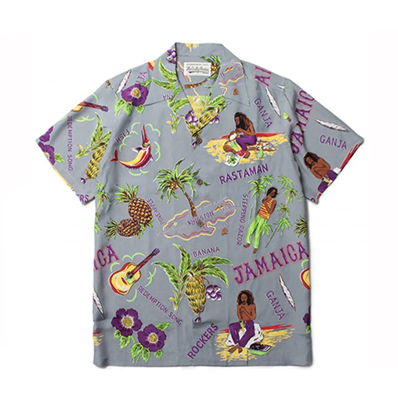 Mode Kokosnuss baum Menschen Muster Wacko Maria Kurzarmhemd beste Qualität Sommerferien Herren Damen Hawaii Shirt Tops