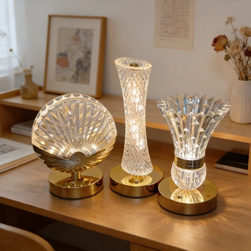 Modern Crystal Table Lamp Bedroom Bedside Light Touch Control Night Light Romantic Ambient Lamp For Home Decor view 2
