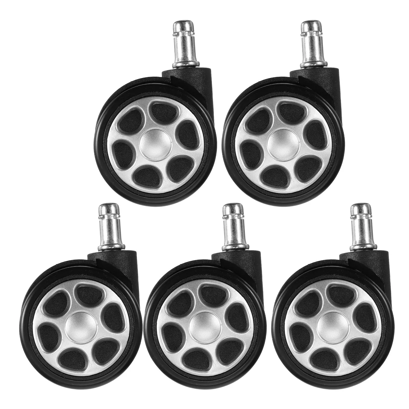 

5Pcs Office Chair Caster Wheels Heavy Duty Swivel Rolling Casters Brake 2.5 Inch Shank 11x20mm Replacement Desk Gaming Chair