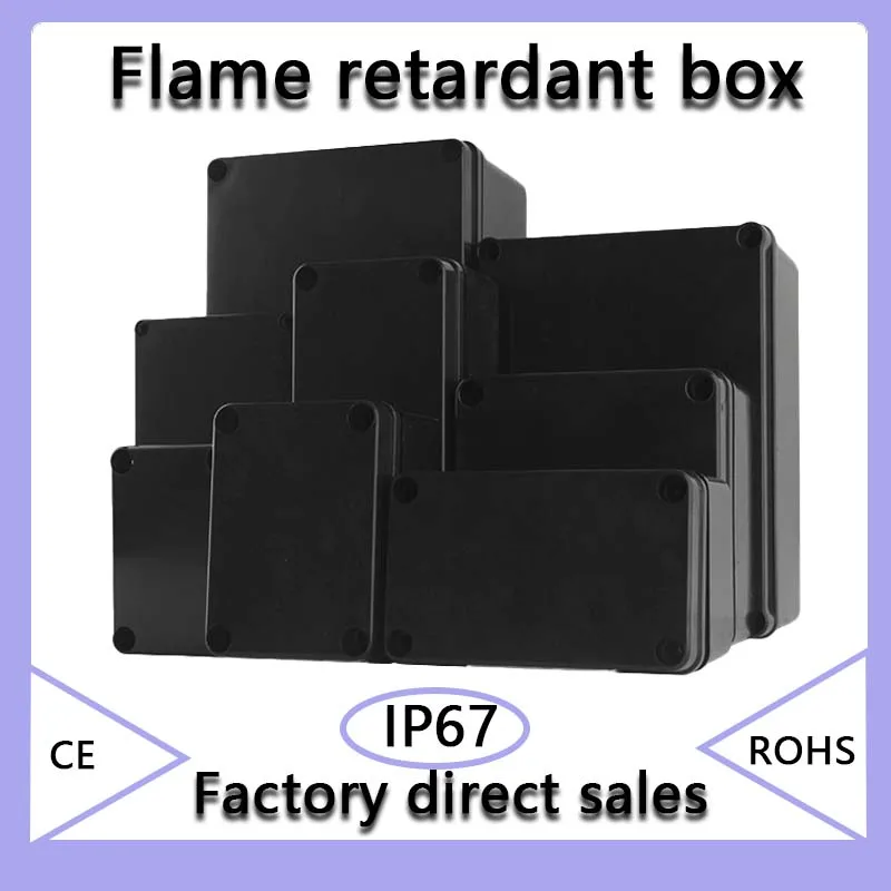 

IP67 Waterproof EnclosurBlack waterproof wire junction box power supply outdoor waterproof box abs plastic shel Flame retardant