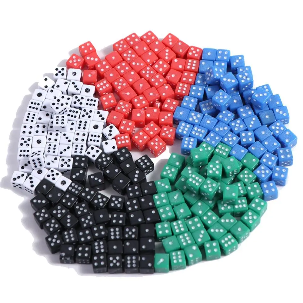 50Pcs/Lot Dices 5mm Plastic Colored Gaming Dice Standard Six Sided Decider Birthday Parties Board Game Drop Shipping