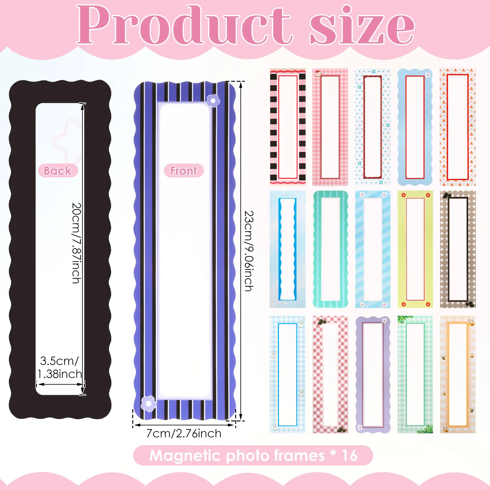 10/16Pcs Magnetic Photo Frame Set Fridge Magnet Photo Frame Colorful Magnetic Photo Booth Strip Frames for Refrigerator Locker