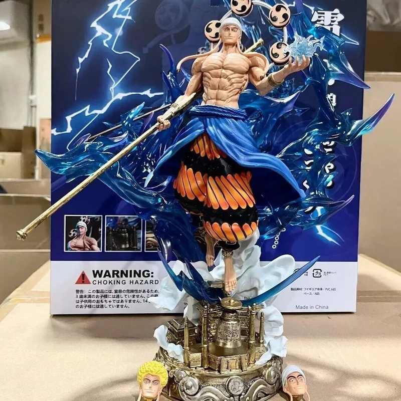 

Фигурка Энеля, Бога Грома, из One Piece, с подсветкой, двумя сменными головами, аниме-статуэтка, коллекционный предмет декора для фанатов аниме.
