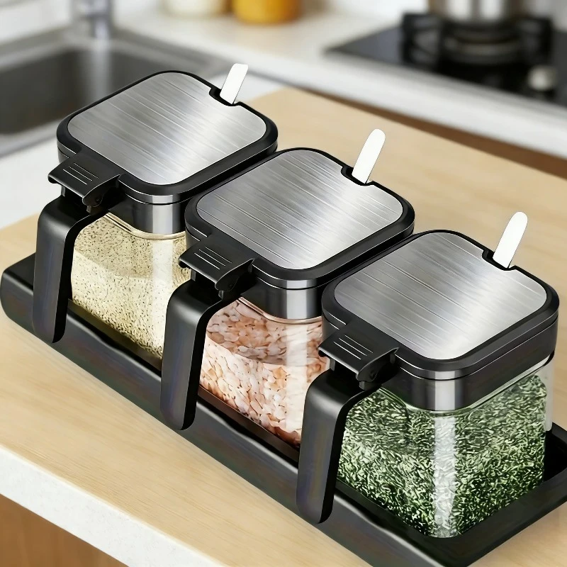 

Spice Jars with Spoon Glass 10oz Glass Jars Spice Jar Set Seasoning Jars Organizer Storage Bottles for Spice Rack