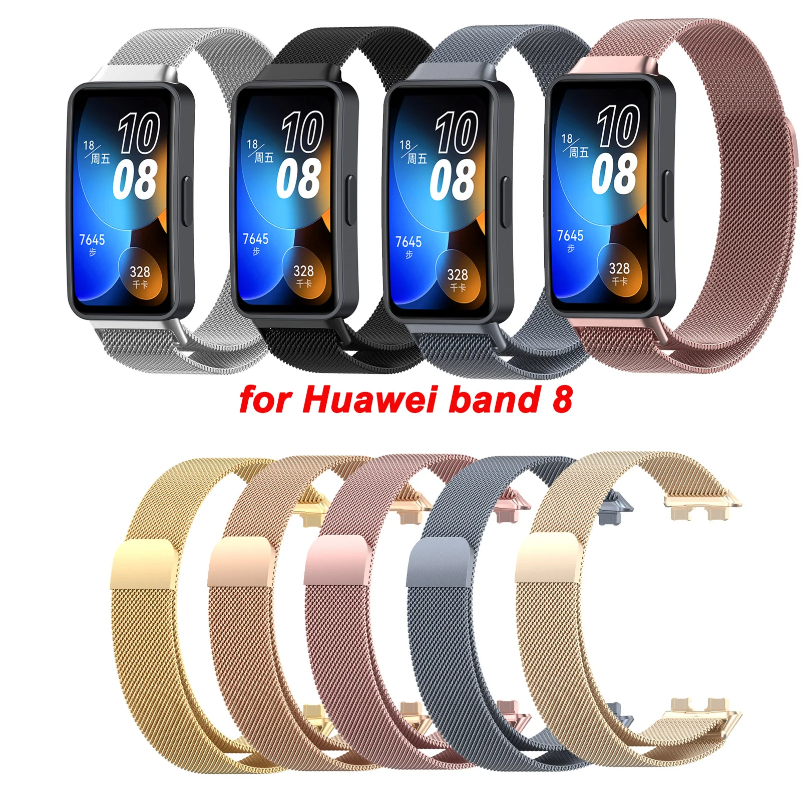 

Ремешок «Миланская петля» из нержавеющей стали для наручных часов Huawei Watch 8, сменный Браслет для смарт-часов huawei Band 8, Correa