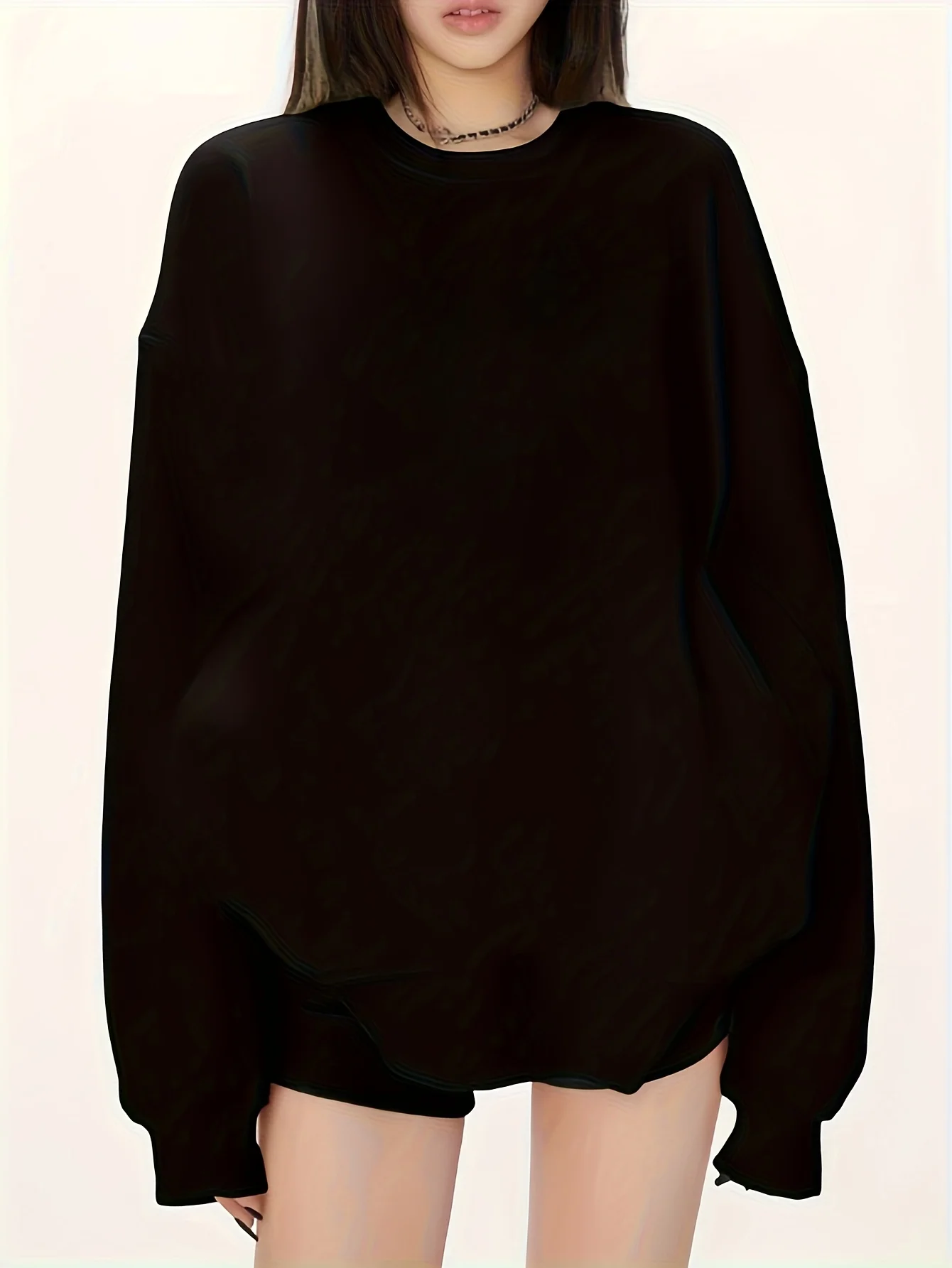 

Толстовка с круглым вырезом, женская осенне-зимняя новинка, свободный и ленивый стиль, женский пуловер, универсальная и простая верхняя одежда, топ